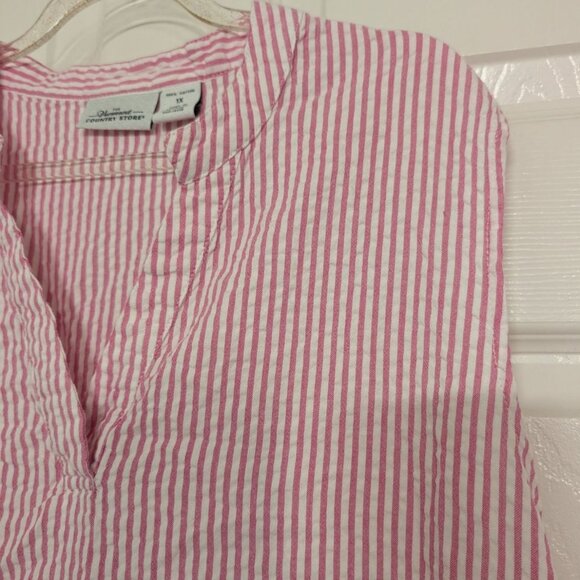 Vermont Country Store Seersucker Midi Dress Womens Size 1X Fuchsia Pink Pintuck - Picture 3 of 8